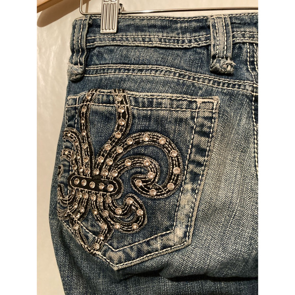 Miss Me Womens Slim Skinny Jeans Blue Stretch Thick Stitch Embellished Denim 26 - Picture 7 of 10